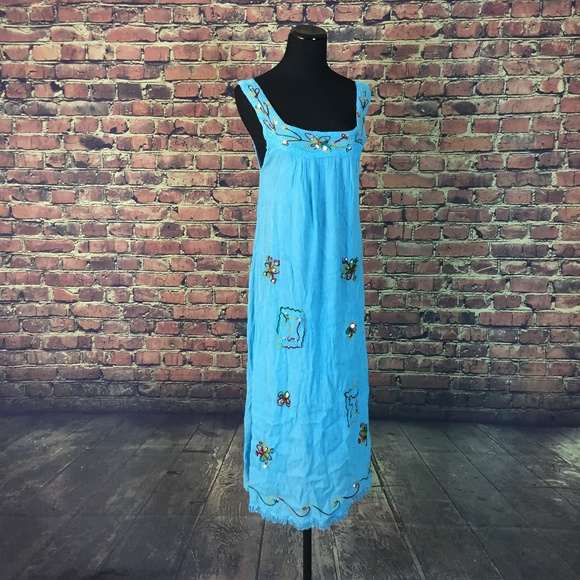 blue summer midi dress